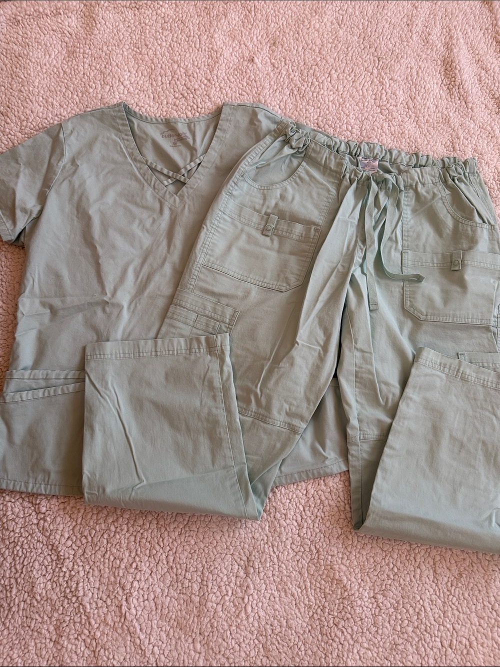 Buttersoft Light Sage Utility Scrub Set Women's Drawstring Cargo Style